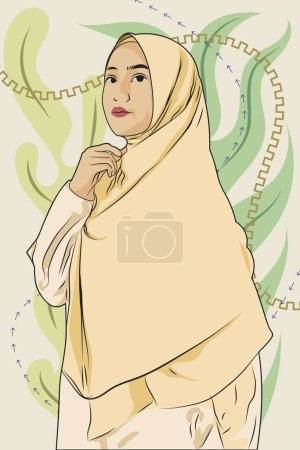 Téléchargez les illustrations : Femme musulmane iranienne porte or cloutés hijab cher - en licence libre de droit