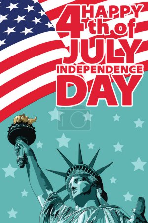 Ilustración de 4 de julio día de la independencia EE.UU. diseño de póster plantilla editable - Imagen libre de derechos