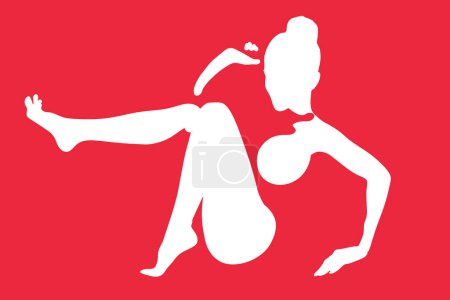 Illustration for Young girl sitting and posing negative space silhouette - Royalty Free Image