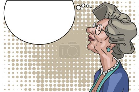 Ilustración de La anciana cierra los ojos y piensa en su ilustración vectorial pasada - Imagen libre de derechos