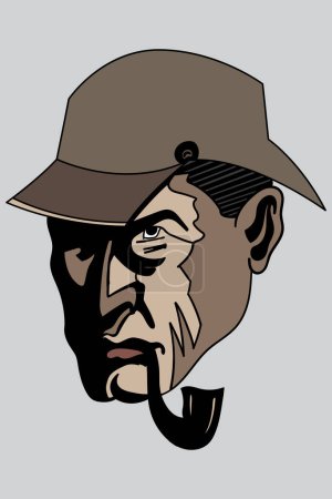 Illustration for Sherlock holmes with pipe sketch vector illustration - Royalty Free Image