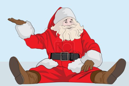 Ilustración de Santa cláusula sentado de par en par abierto sus piernas dibujado a mano navidad vector ilustración - Imagen libre de derechos