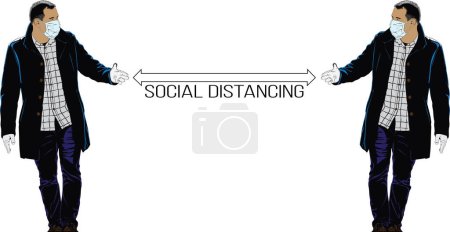 Téléchargez les illustrations : Illustration vectorielle de distanciation sociale - en licence libre de droit