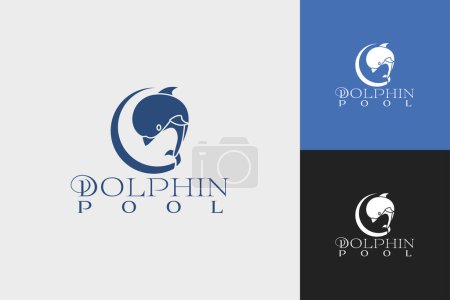Téléchargez les illustrations : Logo simple et plat d'icône de dauphin adapté à la piscine, club de santé, club etc.. - en licence libre de droit