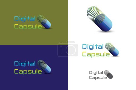 Illustration for Capsule-shaped abstract logo designed suitable for pharmaceuticals, medicine, medical institutions, medical research centres, etc. - Royalty Free Image