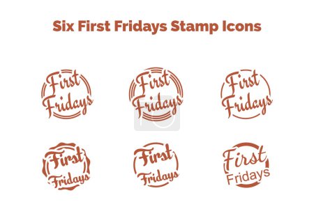 Téléchargez les illustrations : Icônes timbres pour les premiers vendredis illustration vectorielle - en licence libre de droit