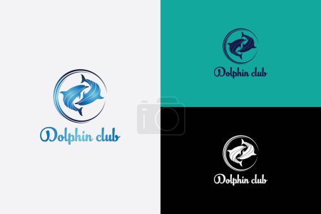 Ilustración de Vector de logotipo abstracto con dos delfines adecuados para club, club de salud, club nocturno, centros de recreación, piscinas - Imagen libre de derechos