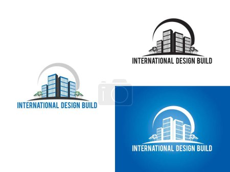 Téléchargez les illustrations : Bâtiment immobilier et construction illustration vectorielle de logo - en licence libre de droit