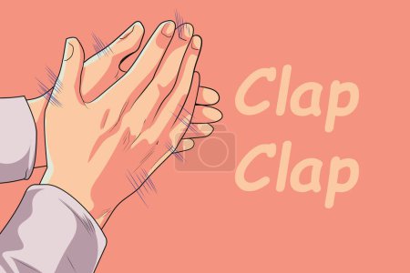 Illustration for Man is clapping to appreciate hand drawn vector art illustration - Royalty Free Image