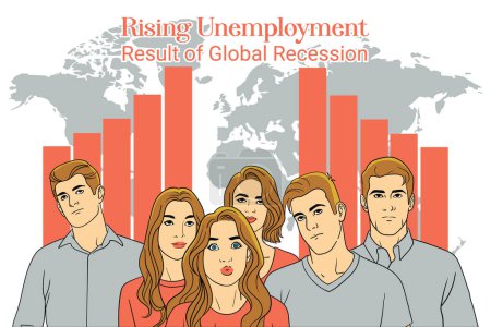 Ilustración de La recesión global está aumentando las posibilidades de que los jóvenes pierdan sus empleos ilustración vectorial dibujada a mano arte concepto - Imagen libre de derechos