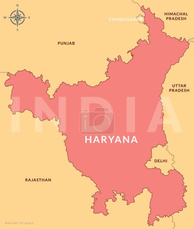 Illustration for State of Haryana India with capital city Chandigarh hand drawn vector map - Royalty Free Image