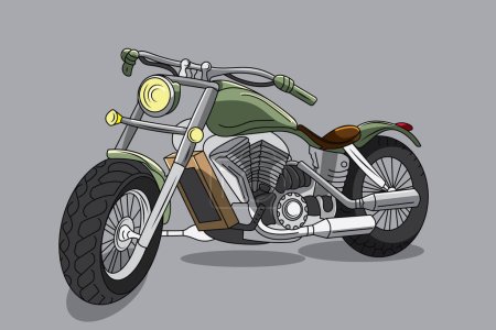 Illustration for Vintage Motorbike Flat Vector Art - Hand-Drawn and Perfect for Design Projects - Royalty Free Image