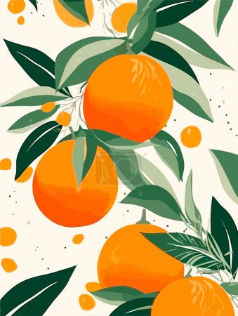 Illustration for Vector Pattern Background Showcasing Oranges and Vibrant Leaf Patterns - Royalty Free Image
