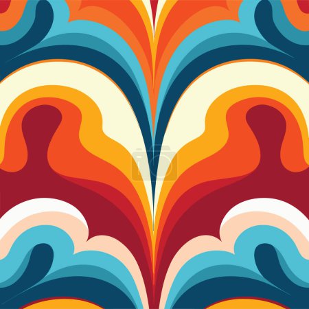 Illustration for Step back in time with this captivating vector illustration featuring a retro 70s symmetric pattern. Perfect for adding nostalgia to your creative projects. - Royalty Free Image