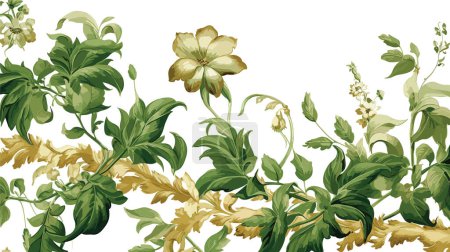 Illustration for Step into the past with this vintage-style botanical pattern illustration, capturing the elegance of nature's botanical wonders. Ideal for adding timeless charm to your projects - Royalty Free Image
