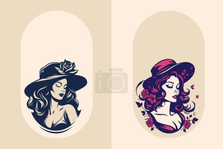 Illustration for Embrace the natural charm of curly hair with this sophisticated hand-drawn minimalist vector logo, tailored for salons that prioritize modern aesthetics. - Royalty Free Image