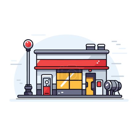 Illustration for Fuel your designs with this clean and modern vector art of a gas station isolated on a white background. - Royalty Free Image