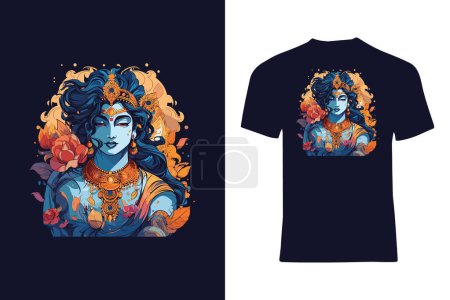 Ilustración de Supremo Señor todopoderoso Krishna del estilo vectorial hindú del dharma ilustración para el diseño de camisetas - Imagen libre de derechos