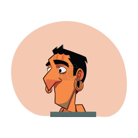 Téléchargez les illustrations : Culture indienne avec cette illustration vectorielle dessinée à la main, mettant en vedette un personnage de dessin animé captivant et unique dans le style indien traditionnel - en licence libre de droit