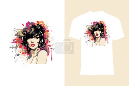 Illustration for Comic female character abstract cartoon vector illustration for t-shirt design - Royalty Free Image