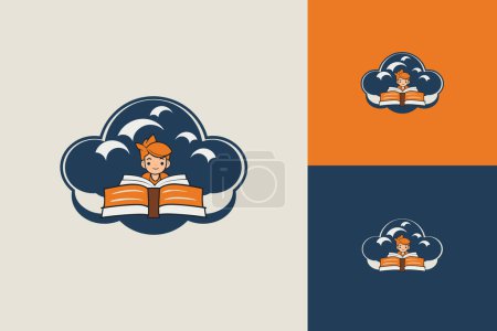 Revitalize your tutoring brand with this logo design. The reading boy within clouds represents modern online learning, offering a fresh and engaging visual for an online tutoring center.