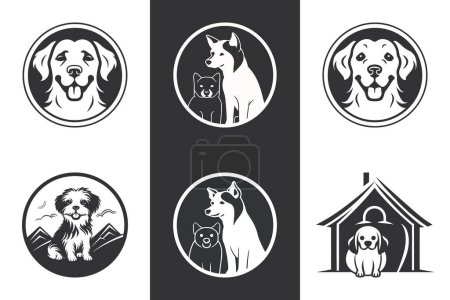 Illustration for Bring charm to your dog day care with this monochrome vector logo. Featuring a dog silhouette, it perfectly captures the essence of your center as a haven for canine companions. - Royalty Free Image