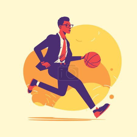 Illustration for Illustrate corporate wellness with this flat vector illustration of a character engaging in ball play, promoting fitness awareness in a professional setting. - Royalty Free Image