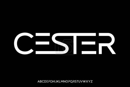 Modern unique sans serif ligature style alphabet display font vector illustration