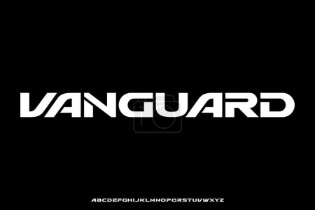 Strong futuristic alphabet display font vector. Modern vanguard bold typeface