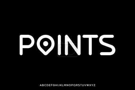 Modern rounded sans serif alphabet display font vector. Points typeface illustration