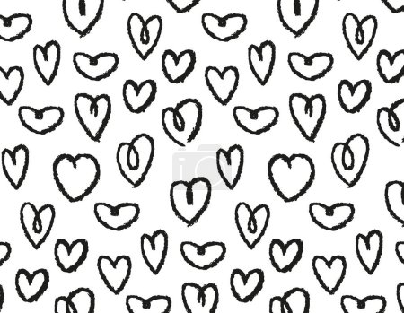 Téléchargez les photos : Modèle sans couture doodle coeurs noirs, ligne sur un fond transparent, fond abstrait - en image libre de droit