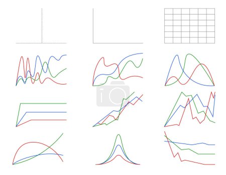 Recruitment of exponential growth and logistic growth. Doodle illustration Graph of trend icons for business, profit, presentations and research.