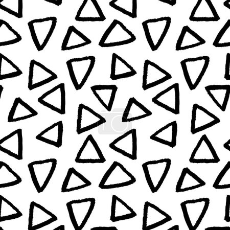Illustration for Pattern doodle triangle on a transparent background, black geometric hand drawn element. Modern abstract design for print and textile - Royalty Free Image