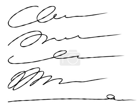 Ilustración de Línea de letras de mano, vector de línea de firma sobre un fondo blanco. Firma de Doodle - Imagen libre de derechos
