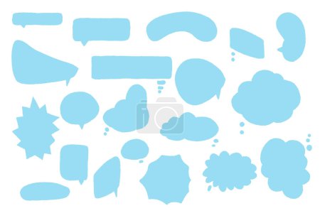 Set of weathered chat balls, chat frames, chat clouds. Dialog box chat bubbles symbols.Speak bubble text, cartoon chatting box, message box. Thought clouds or message frames for discussion