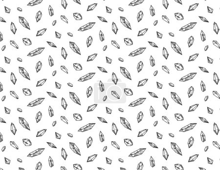 Illustration for Crystals illustration pattern in doodle style. A set of crystals. collection of simple graphic drawings of crystals, stones, diamonds. clipart isolated on white background. Doodle of precious stones - Royalty Free Image