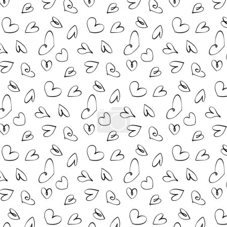 Patrón de corazón Doodle sobre un fondo blanco, gráficos vectoriales de amor por la impresión textil y de papel. Dibujos animados ilustración de un corazón lindo.