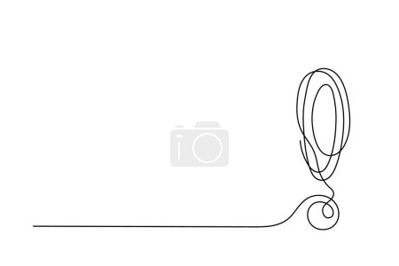 Exclamation mark linear background. One continuous line drawing of an exclamation mark on a white background. Vector illustration. Exclamation mark isolated