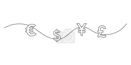 one line drawing of world currency. Country currency concept continuous line draw graphic design vector illustration