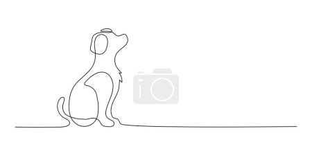 Illustration for Cute dog, pet online continuous hand drawn vector objects. The dog is sitting on the floor. Cute dog one line art. Vector illustration - Royalty Free Image