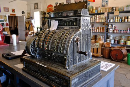 Photo for Antique, vintage Nickel plate Copper mechanical cash register - Royalty Free Image