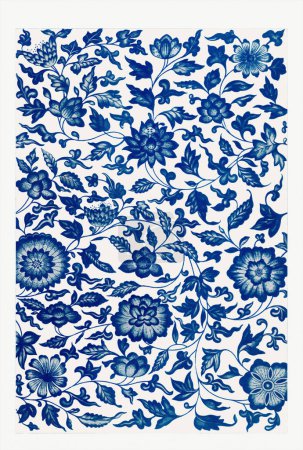 Foto de Diseño floral azul y blanco. Patrón floral oriental. - Imagen libre de derechos