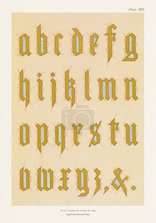 Foto de Alfabeto medieval de caracteres góticos. - Imagen libre de derechos