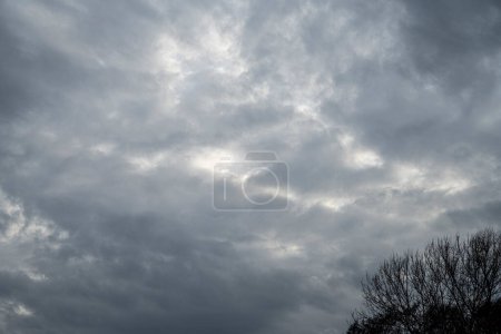 Photo for Dark storm clouds background. Dramatic dark cloudy sky over the sea, natural background photo - Royalty Free Image