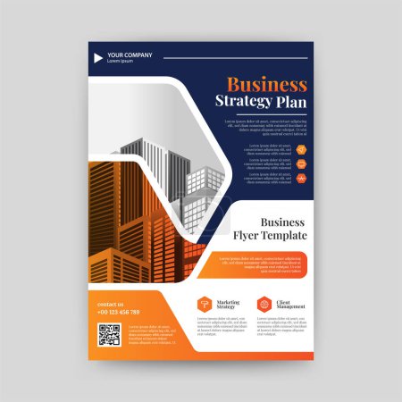 Illustration for Modern and Stylish Flyer, standard A4 size with Orange and Blue colors ready to use. Vector Eps - 10 - Royalty Free Image