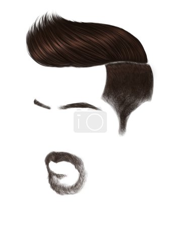Photo for Male hairstyle and beard name is Undercut Fade. The undercut fade is very similar to a high fade haircut . Suitable for interior decoration, barber shop pictures Or applications. - Royalty Free Image