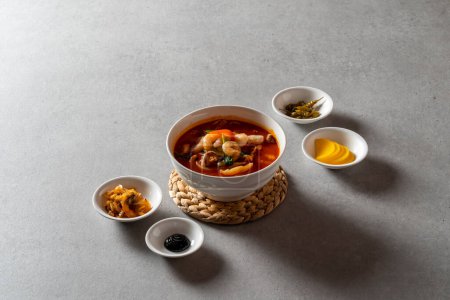 Sweet and sour pork Korean food dish Rice with Stir-fried Glass Noodles and Vegetables Stir-fried Seafood and Vegetables Spicy Seafood Noodle Soup