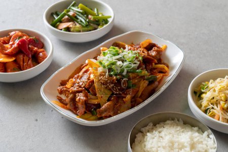 kimchi stew, Budae-jjigae, kimchi-jjigae, cheonggukjang, stir-fried pork,Sausage Stew fast-fermented bean paste
