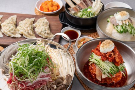 Korean food, cold noodles, cold noodles, handmade king dumplings, dumplings, steamed dumplings, beef bulgogi hot pot, beef, hot pot, king galgitang, galbitang, kodari cold noodles
