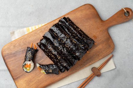 Gimbap, Korean food, snack, seaweed, rice roll, little gimbap, food, sushi, rice, japanese, fish, plate, dinner, meal, gourmet, salmon, white, chopsticks, cake, lunch, seafood, healthy, isolated,